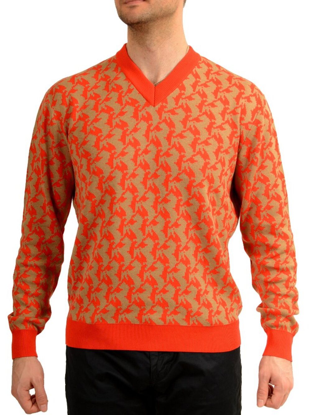 Scuderia Ferrari Men's Organic Cotton Silk V-Neck Pullover Sweater US 3XL IT 58